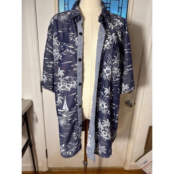 Tommy Bahama Other - Tommy Bahama The Coconut Point Mens XL Navy Blue Tropical Palm Tree Camp Shirt
